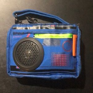 Parcel brand vintage blue boom box wristlet